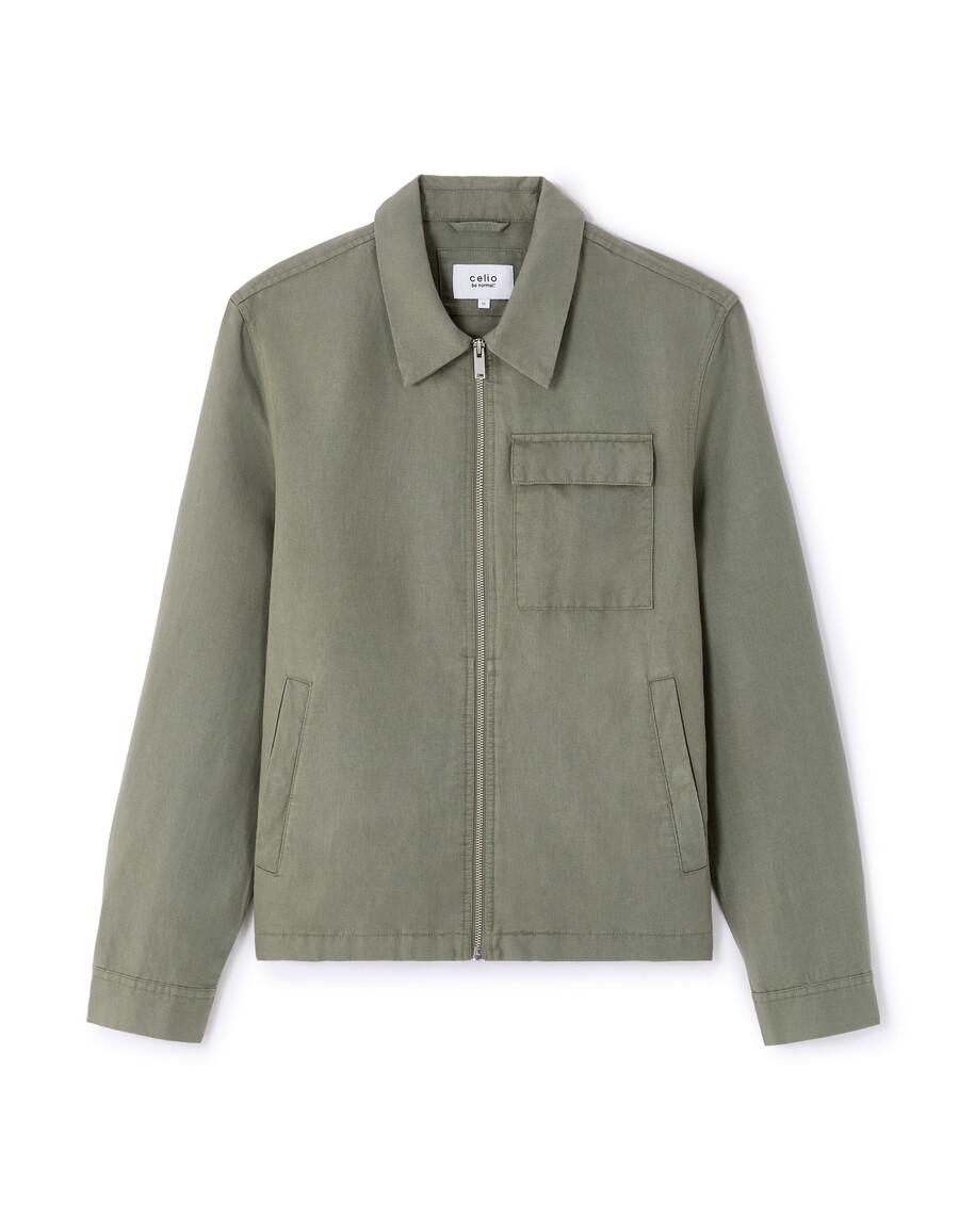 hemdkragenjacke aus leinen und baumwolle