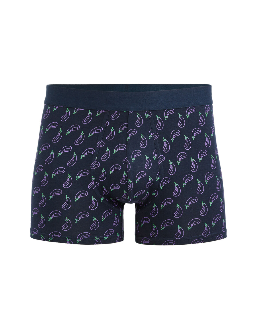 boxershorts aus stretch-baumwolle in aubergine und marineblau