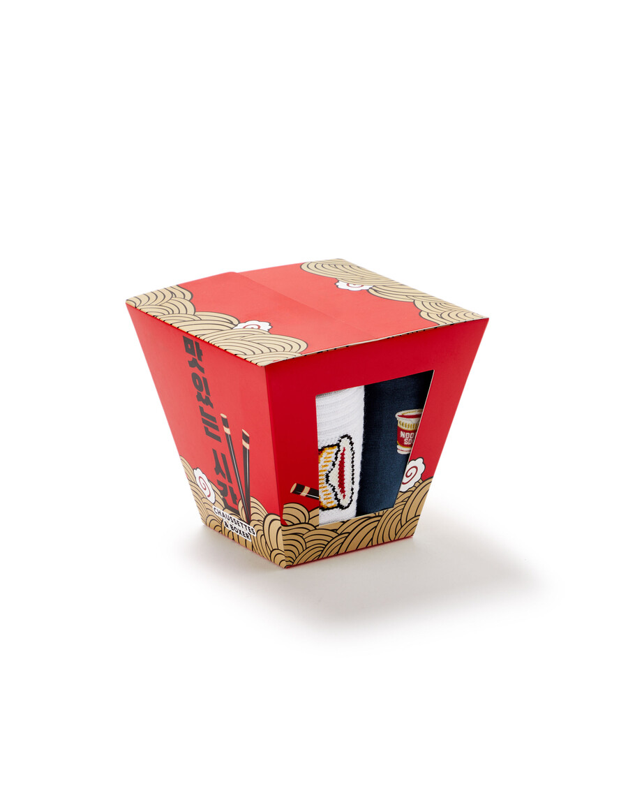 blaues weihnachtsnudel-boxershorts- und socken-duo-geschenkset