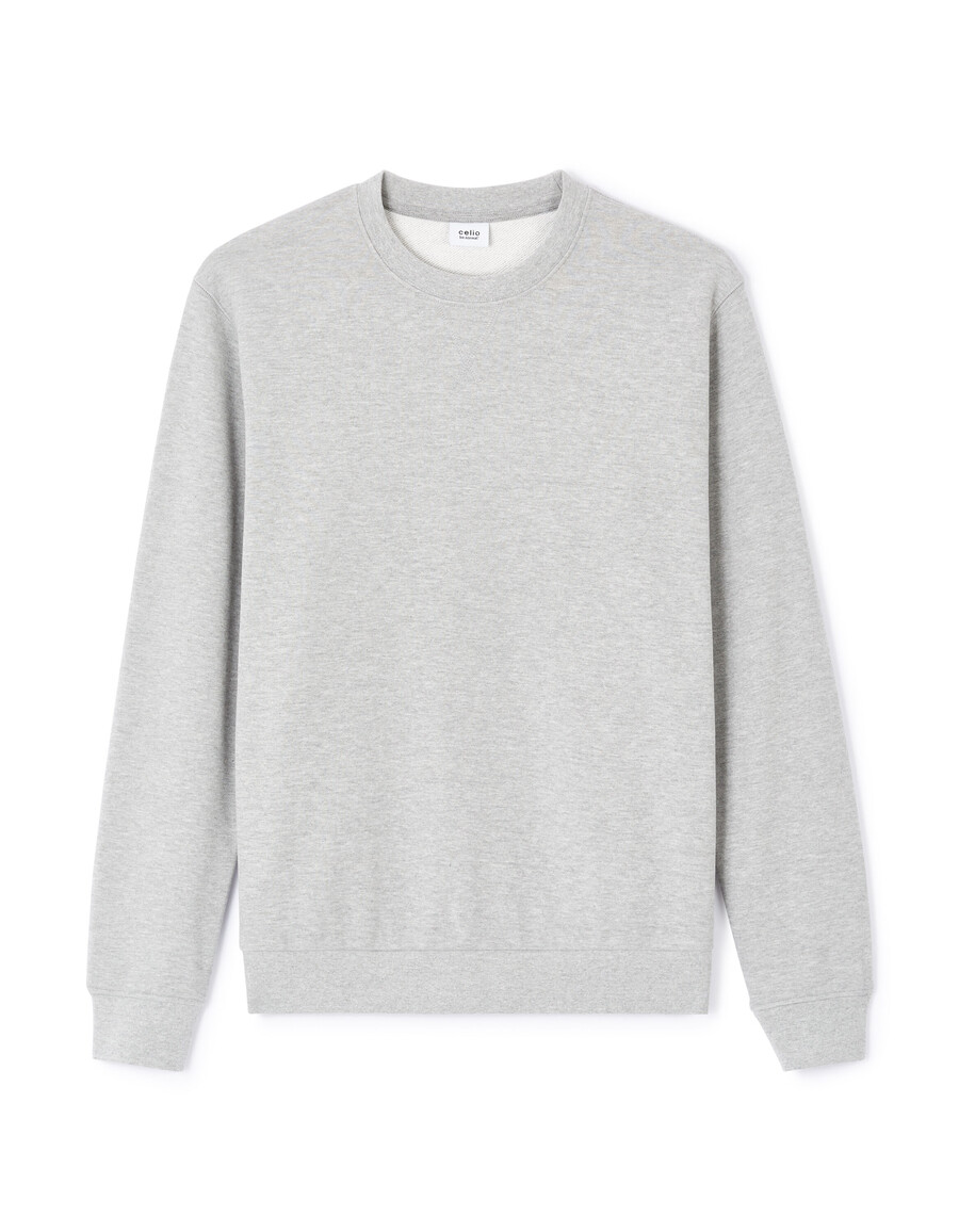 normales sweatshirt mit rundhalsausschnitt aus baumwollmischung