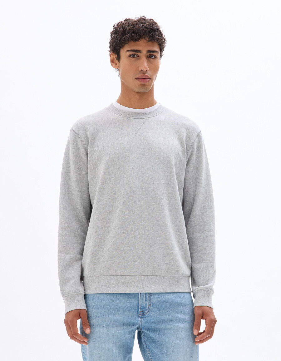 normales sweatshirt mit rundhalsausschnitt aus baumwollmischung