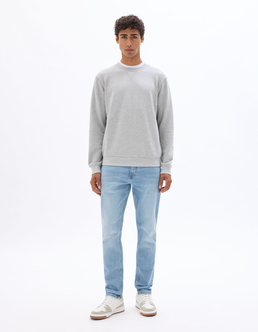 normales sweatshirt mit rundhalsausschnitt aus baumwollmischung