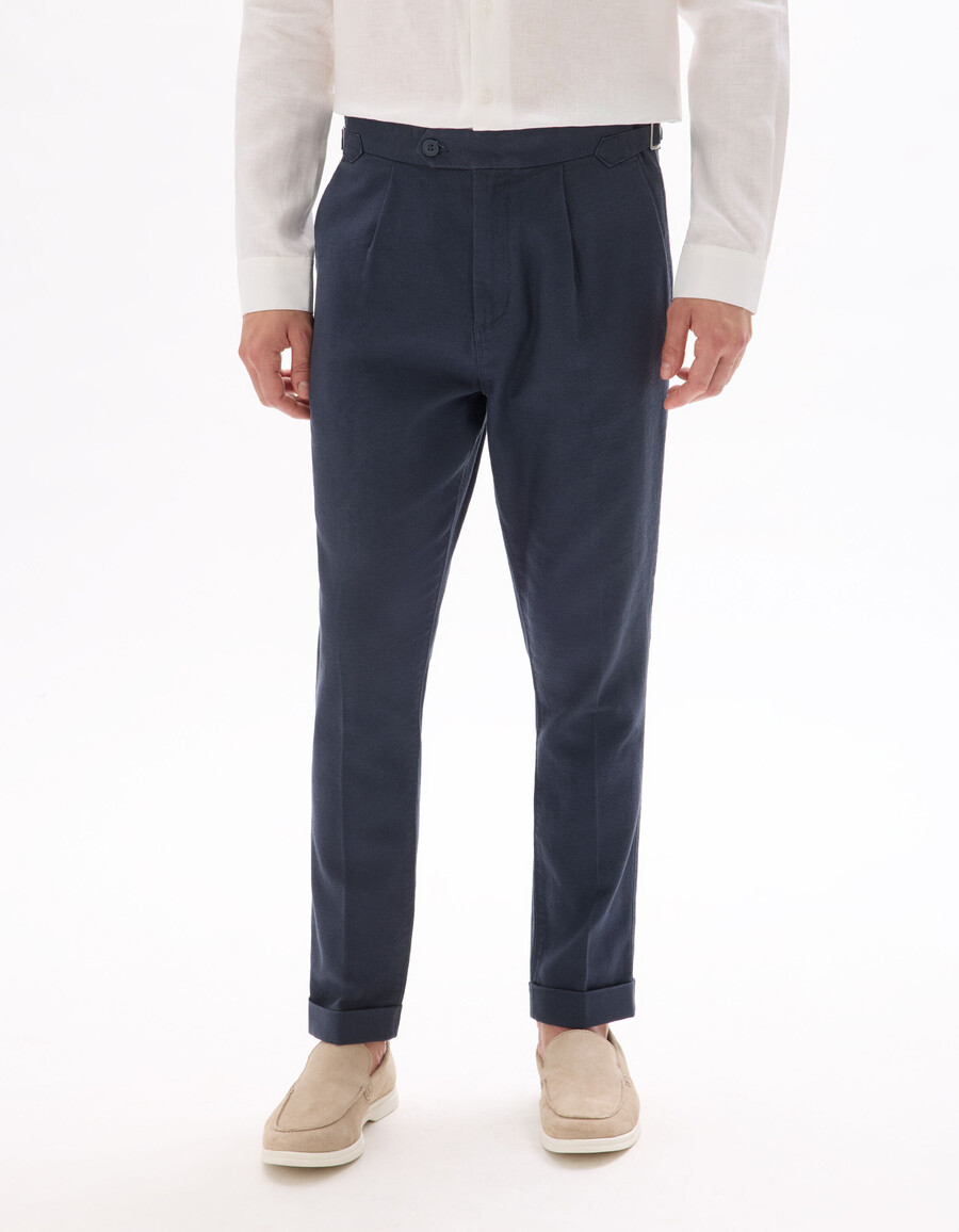 schmale chino-hose aus baumwoll-leinen