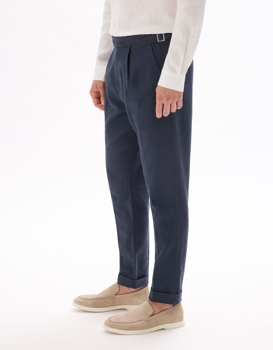 schmale chino-hose aus baumwoll-leinen