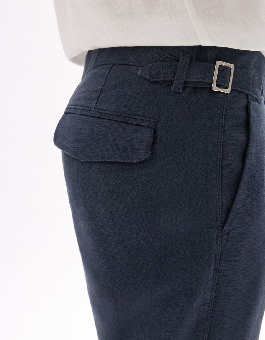 schmale chino-hose aus baumwoll-leinen