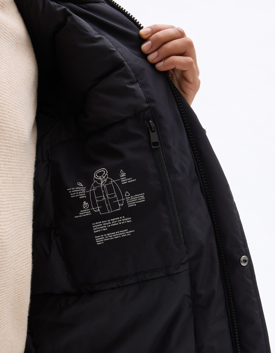 dualtech winterparka mit daunen federn und kapuze