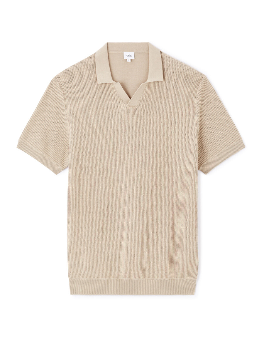 kastenförmiges poloshirt aus strukturiertem strickmaterial 100 baumwolle
