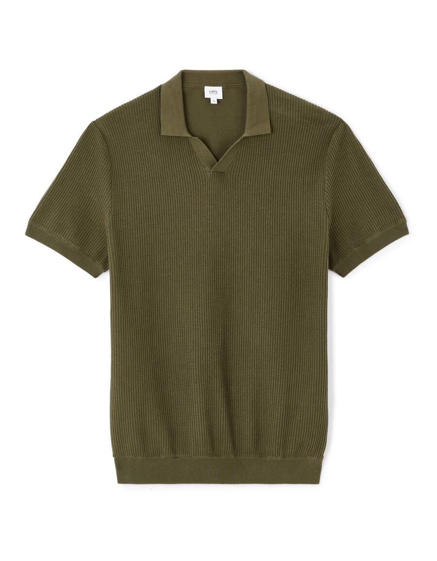 kastenförmiges poloshirt aus strukturiertem strickmaterial 100 baumwolle