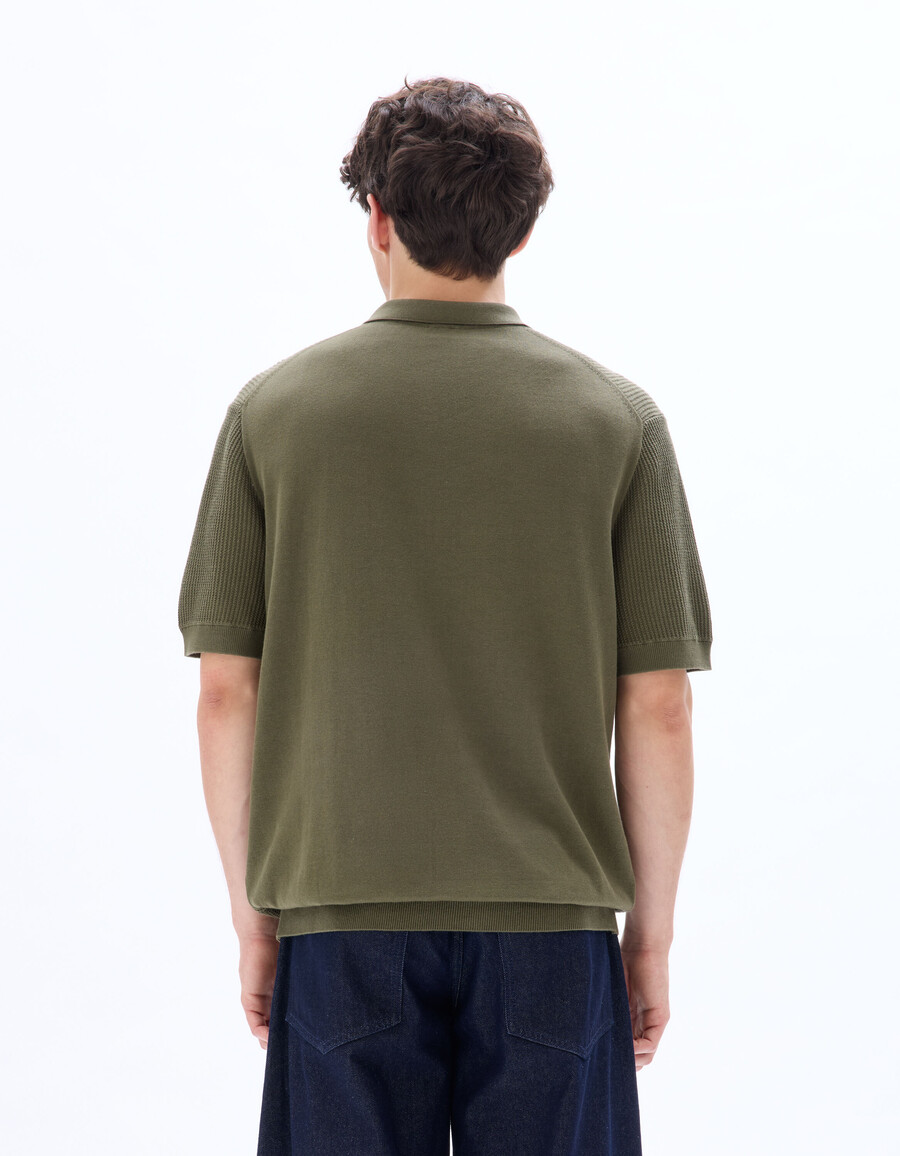 kastenförmiges poloshirt aus strukturiertem strickmaterial 100 baumwolle