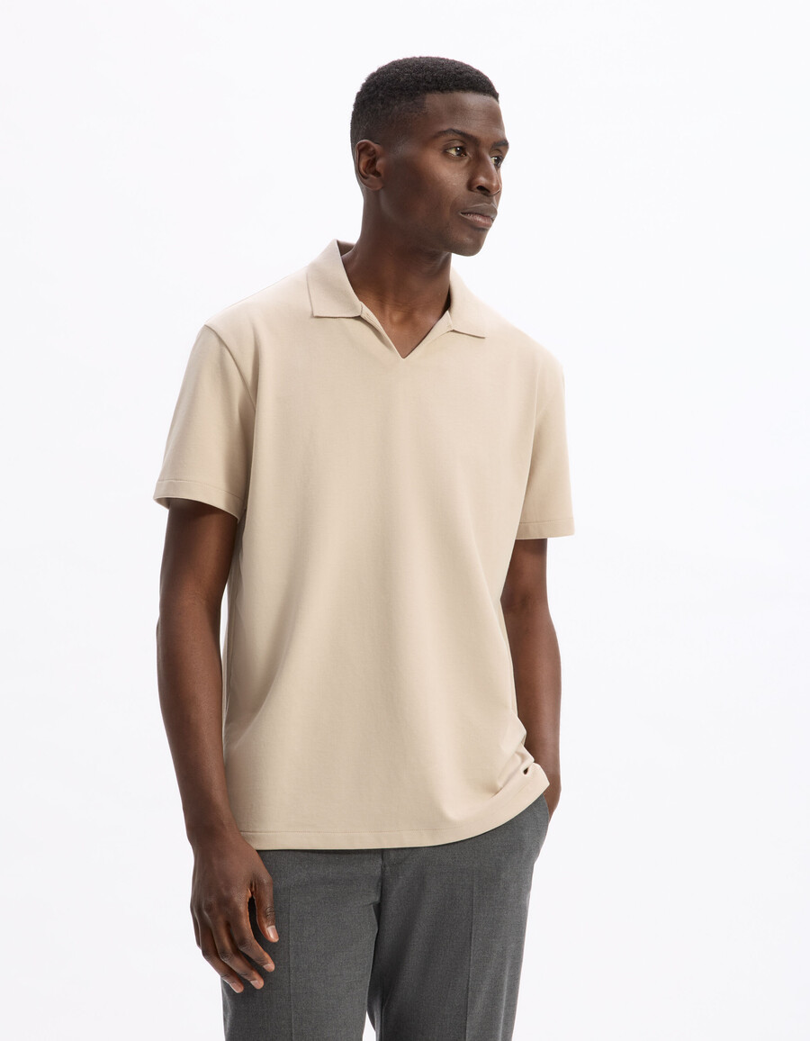 poloshirt aus baumwollmischgewebe mit normaler länge und kubanischem kragen