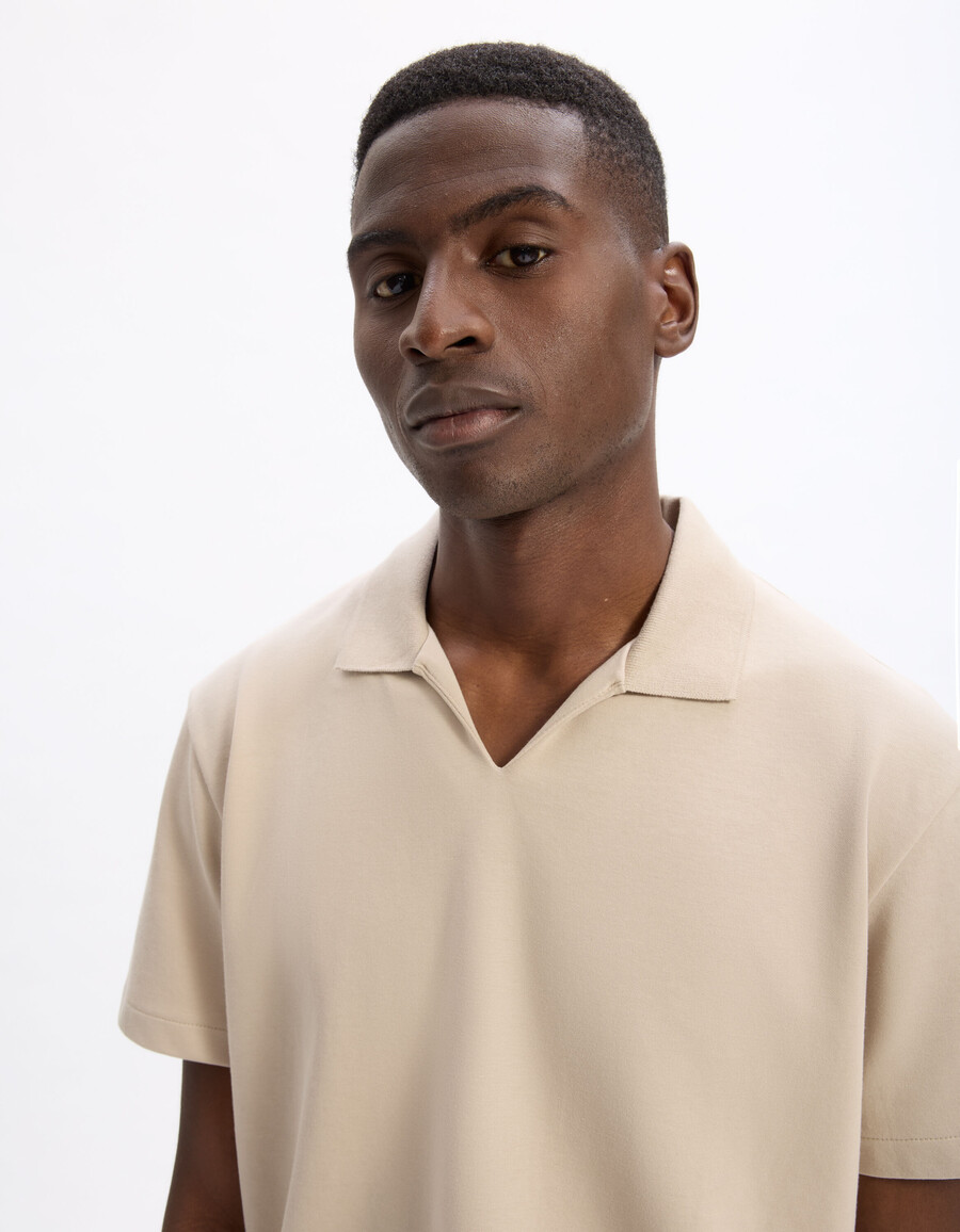 poloshirt aus baumwollmischgewebe mit normaler länge und kubanischem kragen