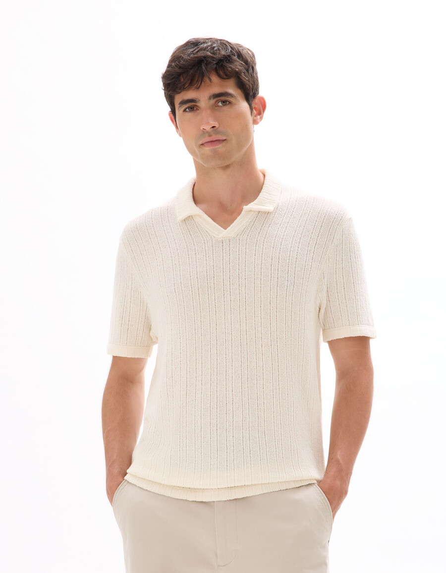 poloshirt mit rippstrick in regulärer passform