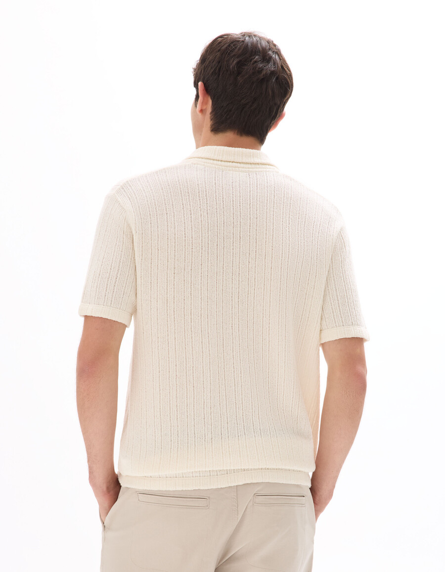 poloshirt mit rippstrick in regulärer passform