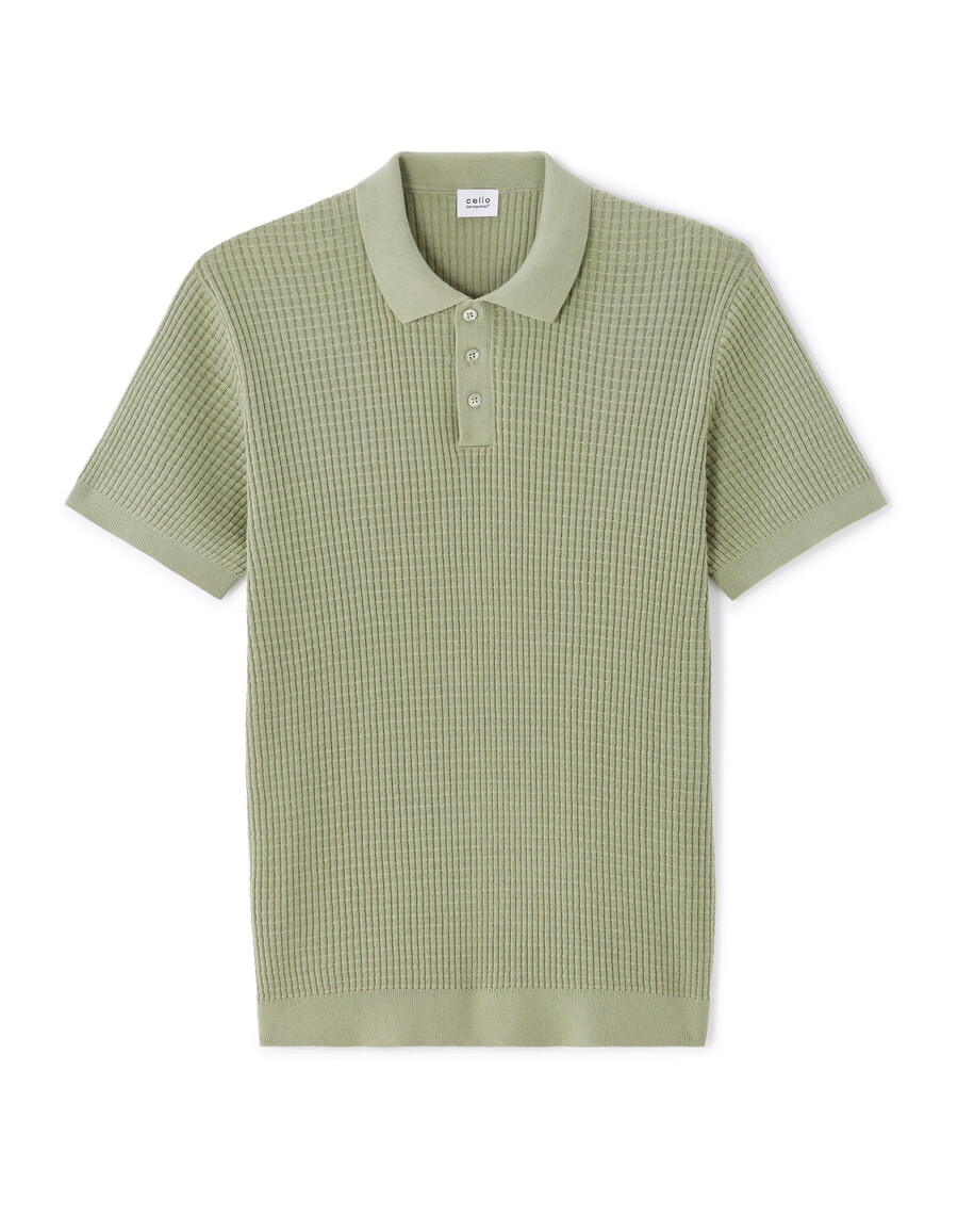 poloshirt mit rippstrick in regulärer passform