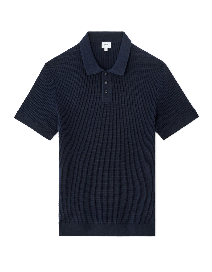 poloshirt mit rippstrick in regulärer passform