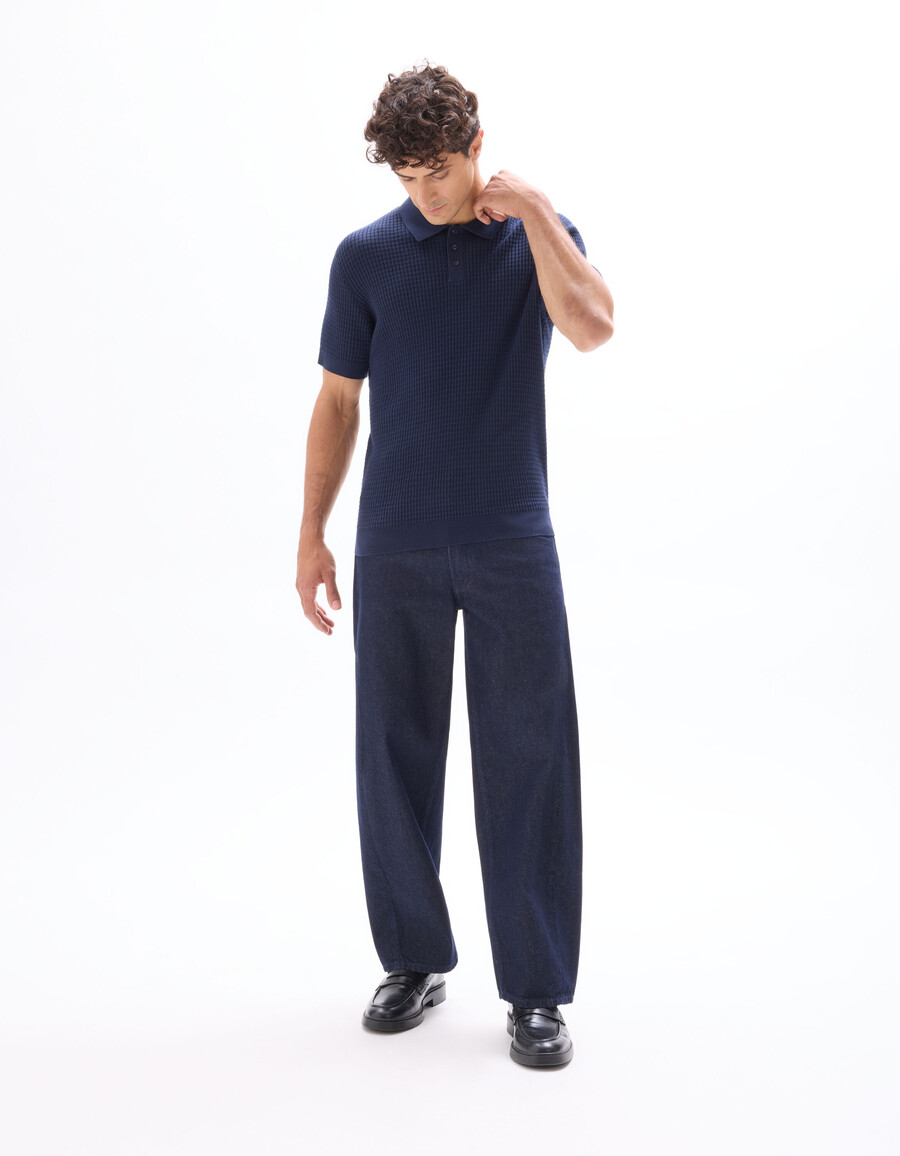 poloshirt mit rippstrick in regulärer passform