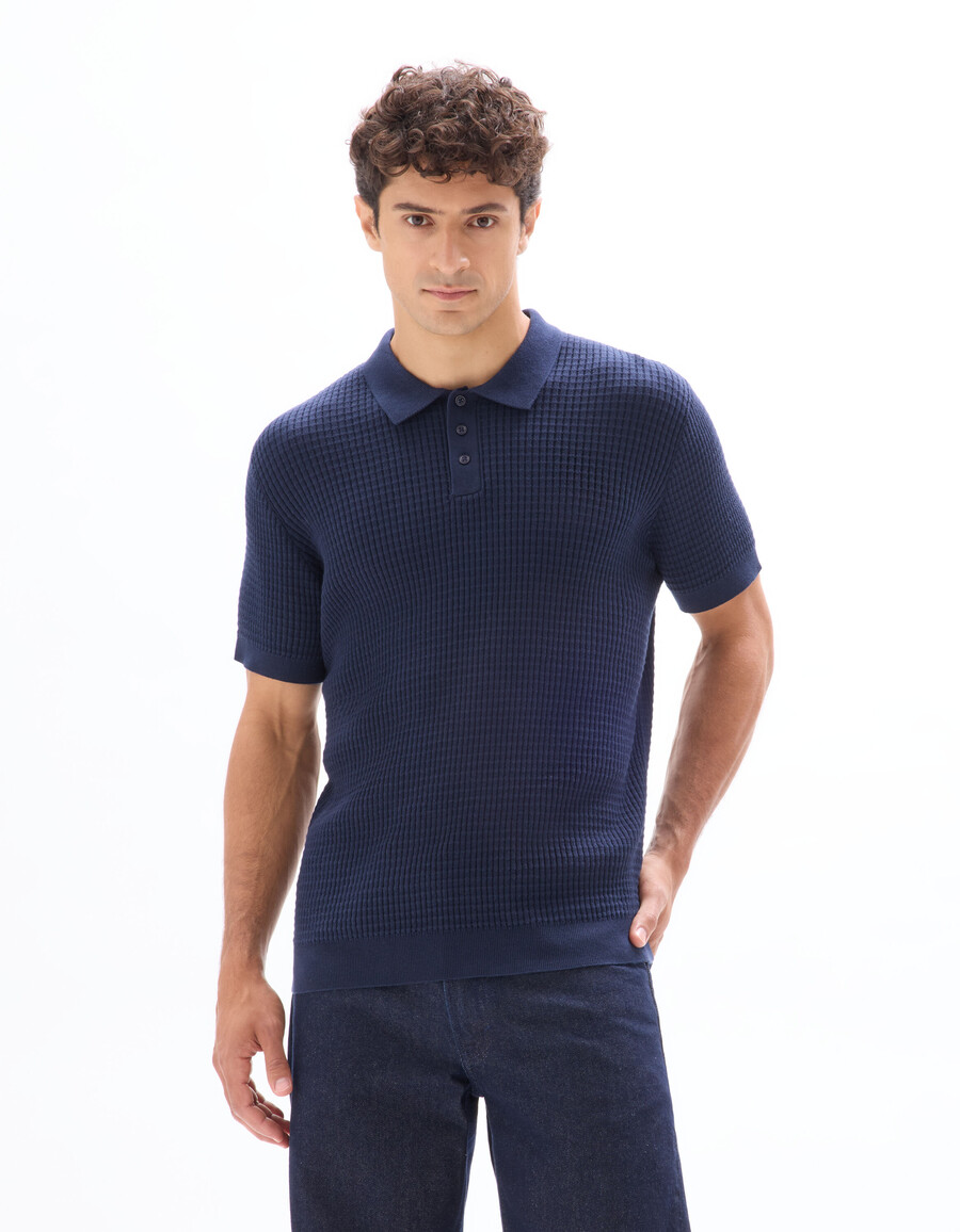 poloshirt mit rippstrick in regulärer passform