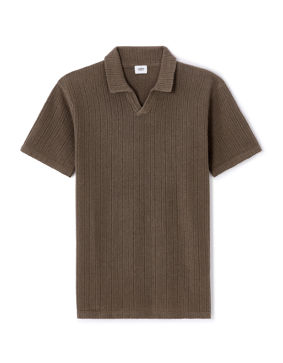 poloshirt mit rippstrick in regulärer passform