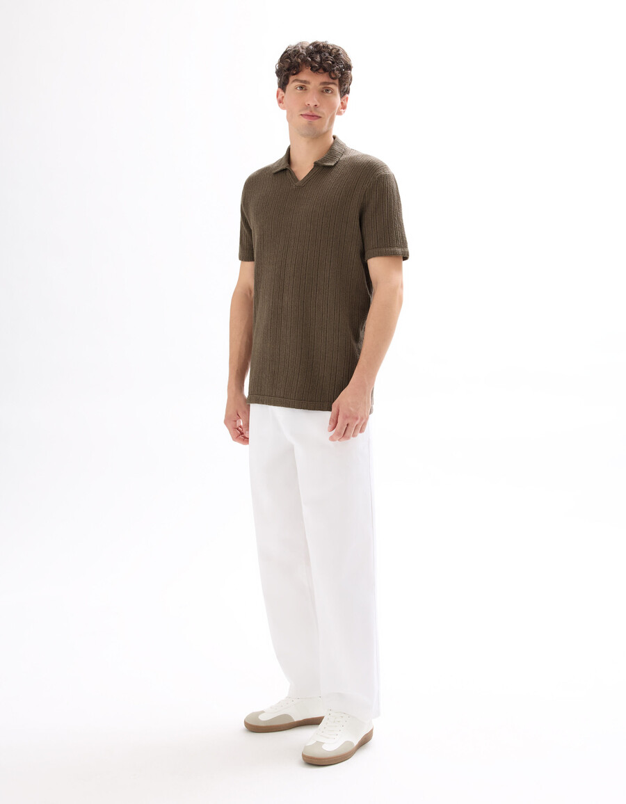poloshirt mit rippstrick in regulärer passform