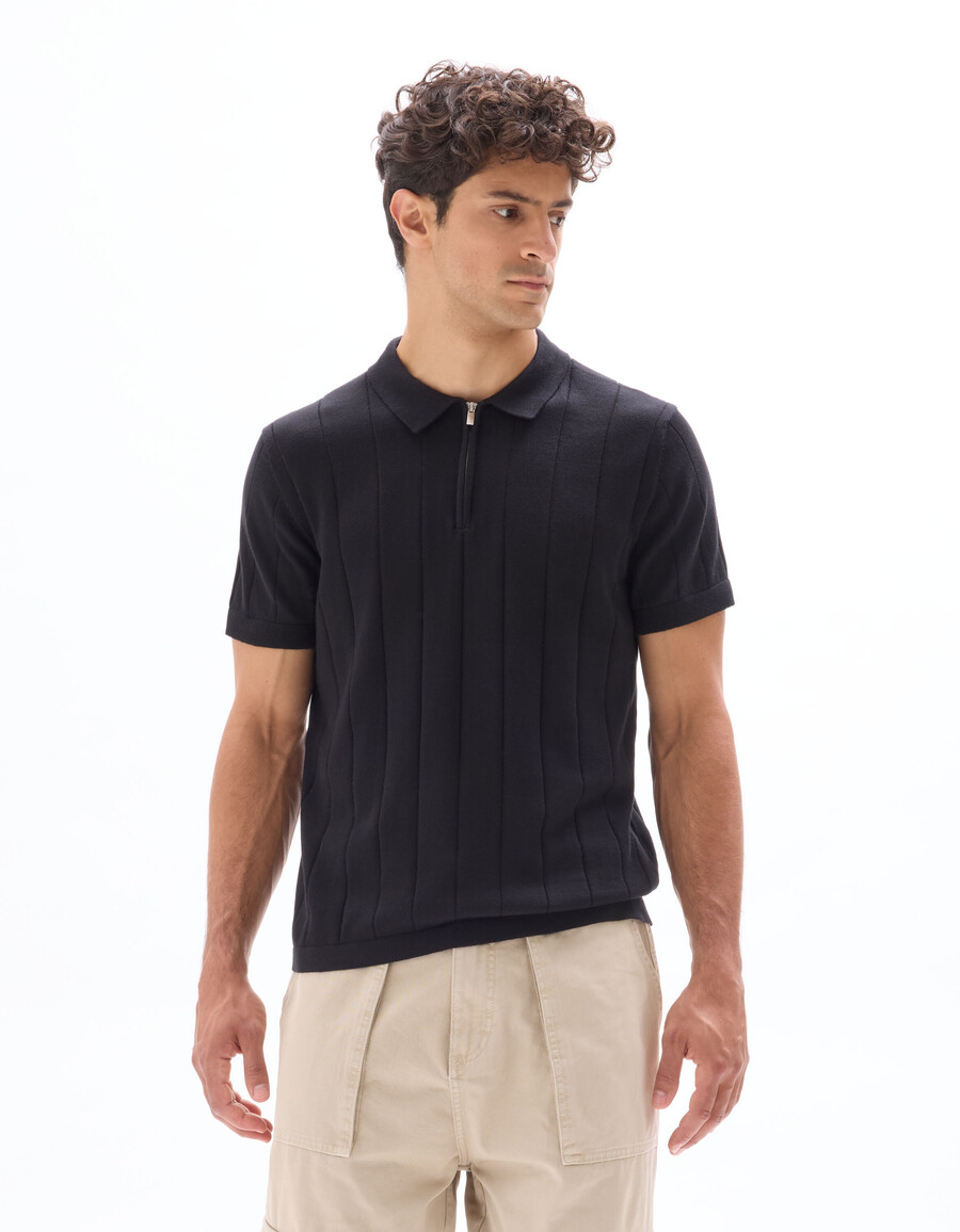 poloshirt in regulärer passform mit reißverschlusskragen