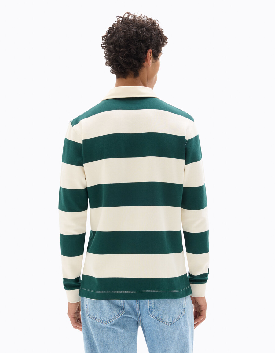 gestreiftes langärmeliges kastenförmiges poloshirt