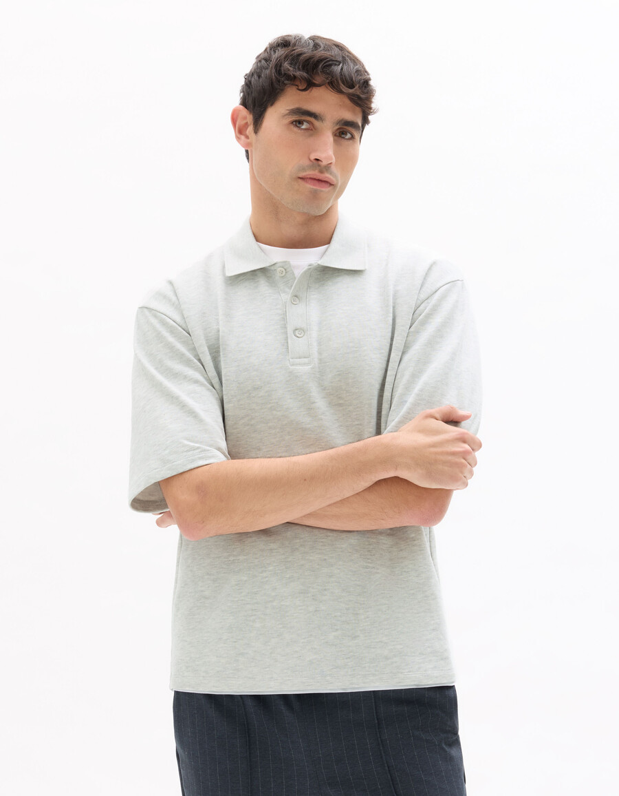 oversized poloshirt aus 100 baumwoll-french-terry