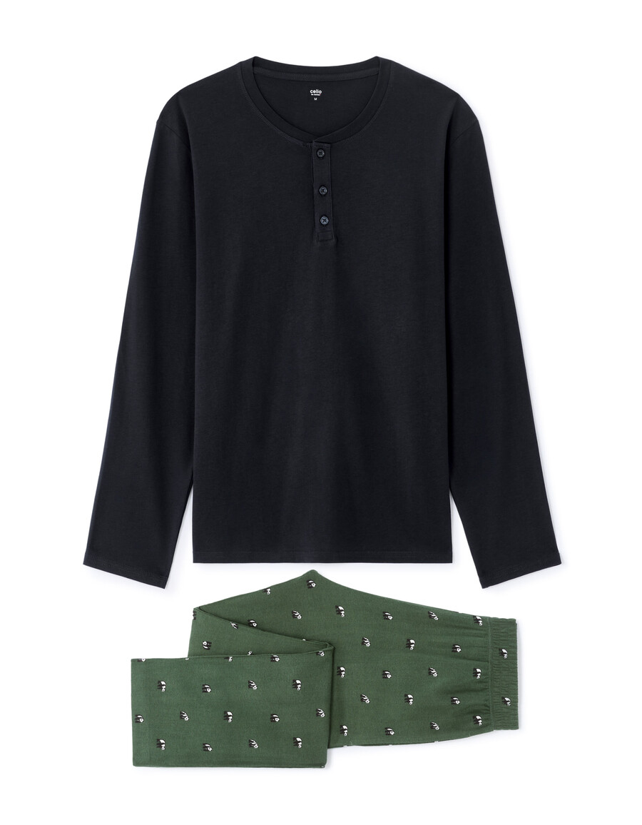 pyjama-oberteil und hose mit panda-print