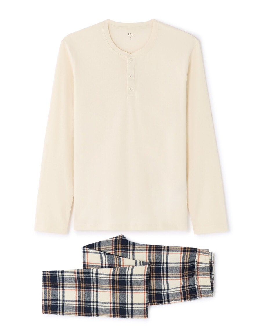 pyjama-oberteil und hose aus 100 baumwolle mit karomuster
