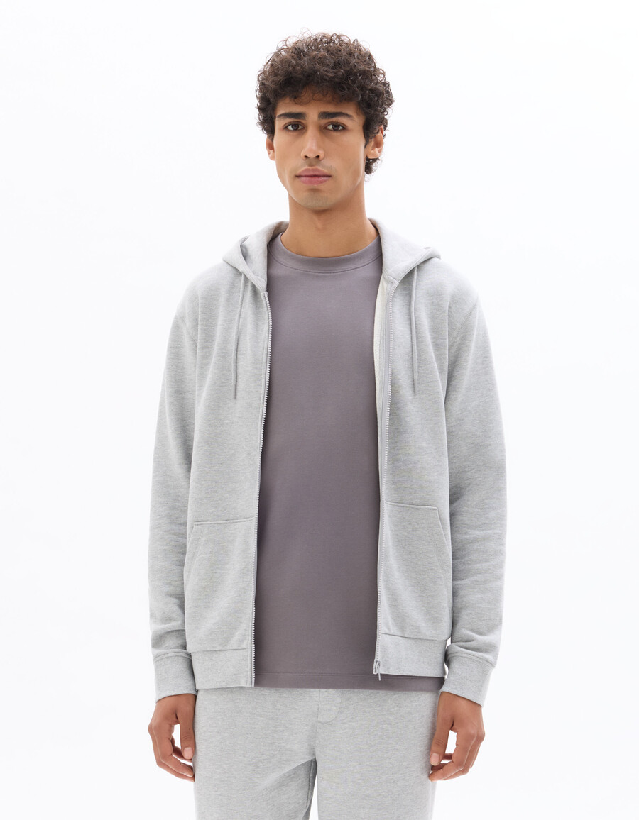 kapuzenpullover mit reißverschluss aus baumwollmischgewebe