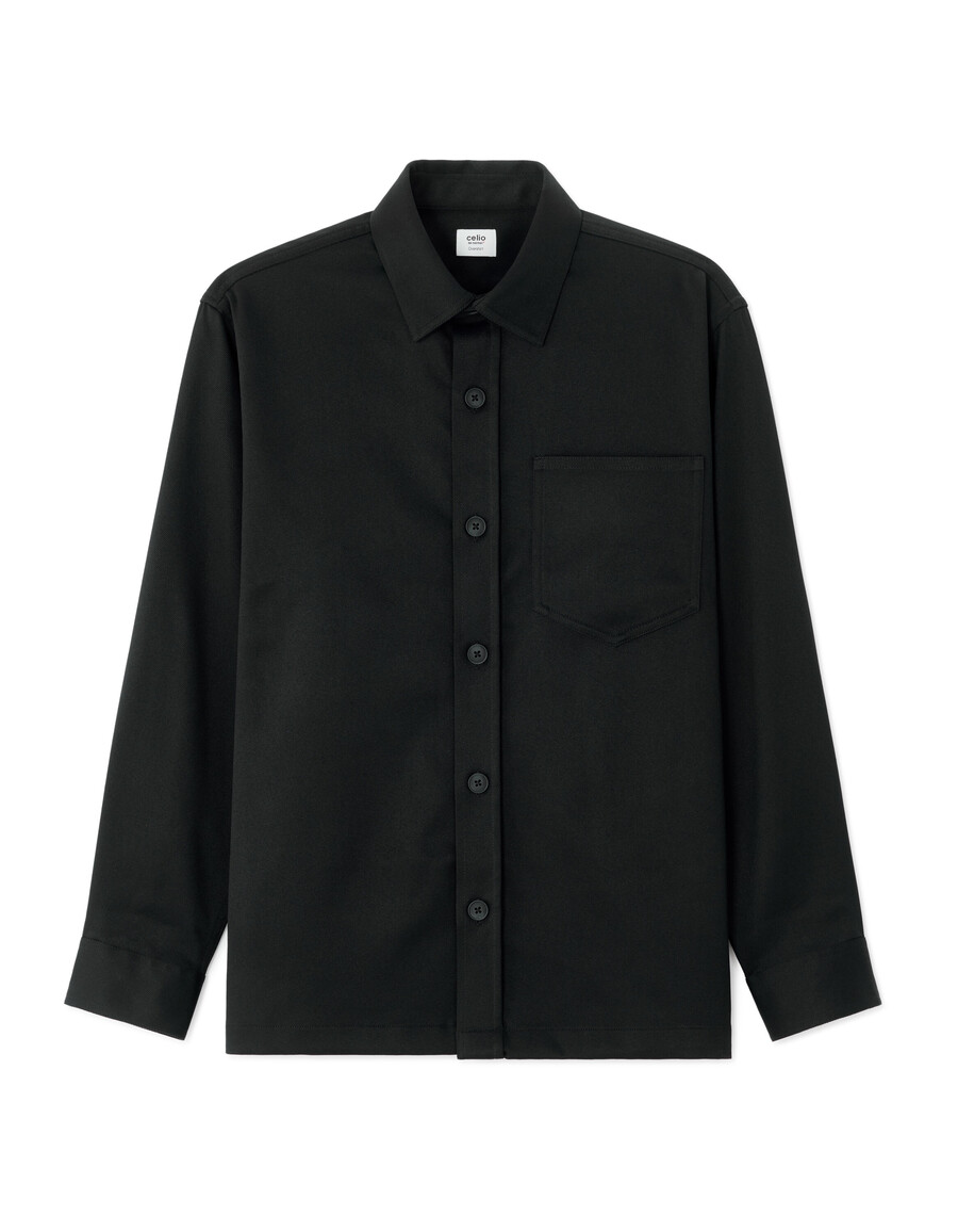 schwarzes twill-overshirt