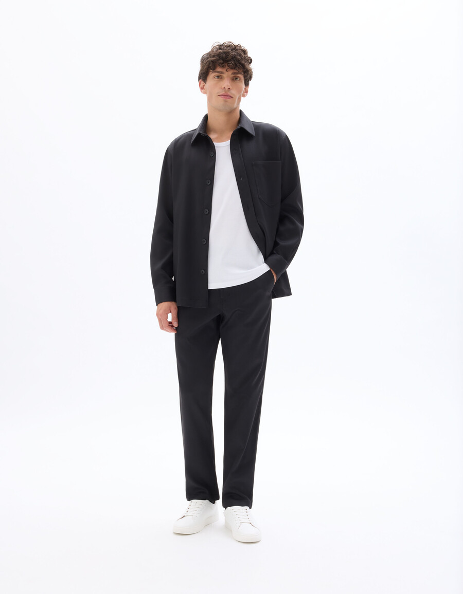 schwarzes twill-overshirt