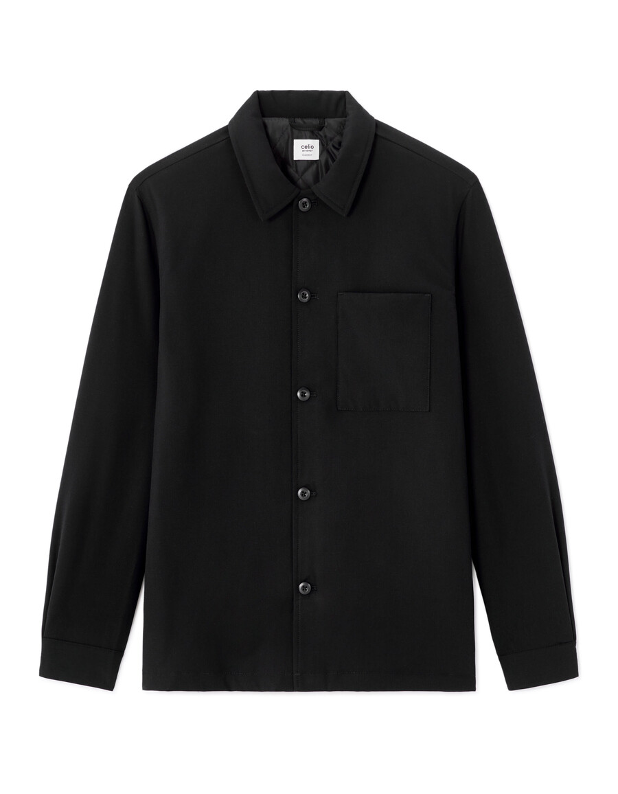 schwarzes gestepptes futter-overshirt