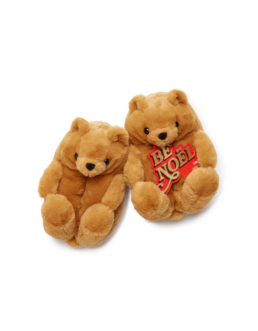 weihnachtspantoffeln mit teddybär