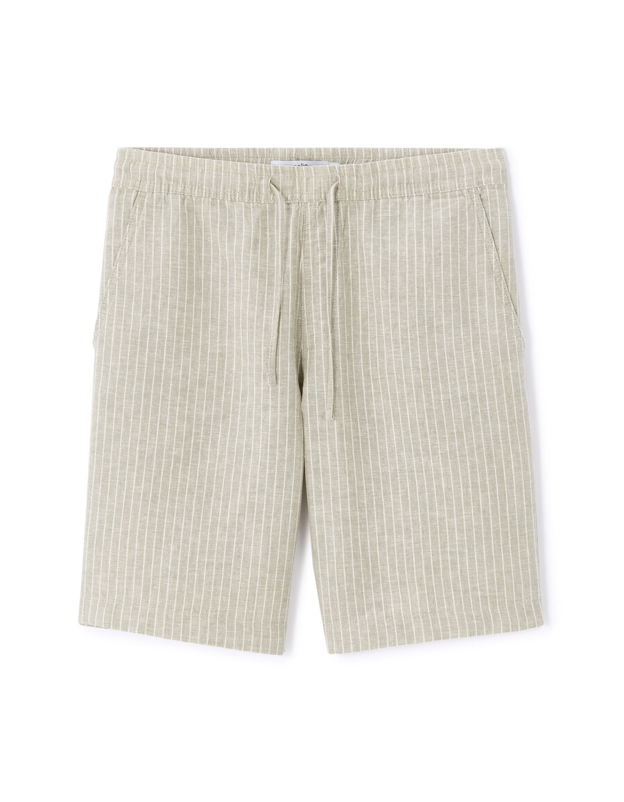 gestreifte bermudashorts aus leinen und baumwolle