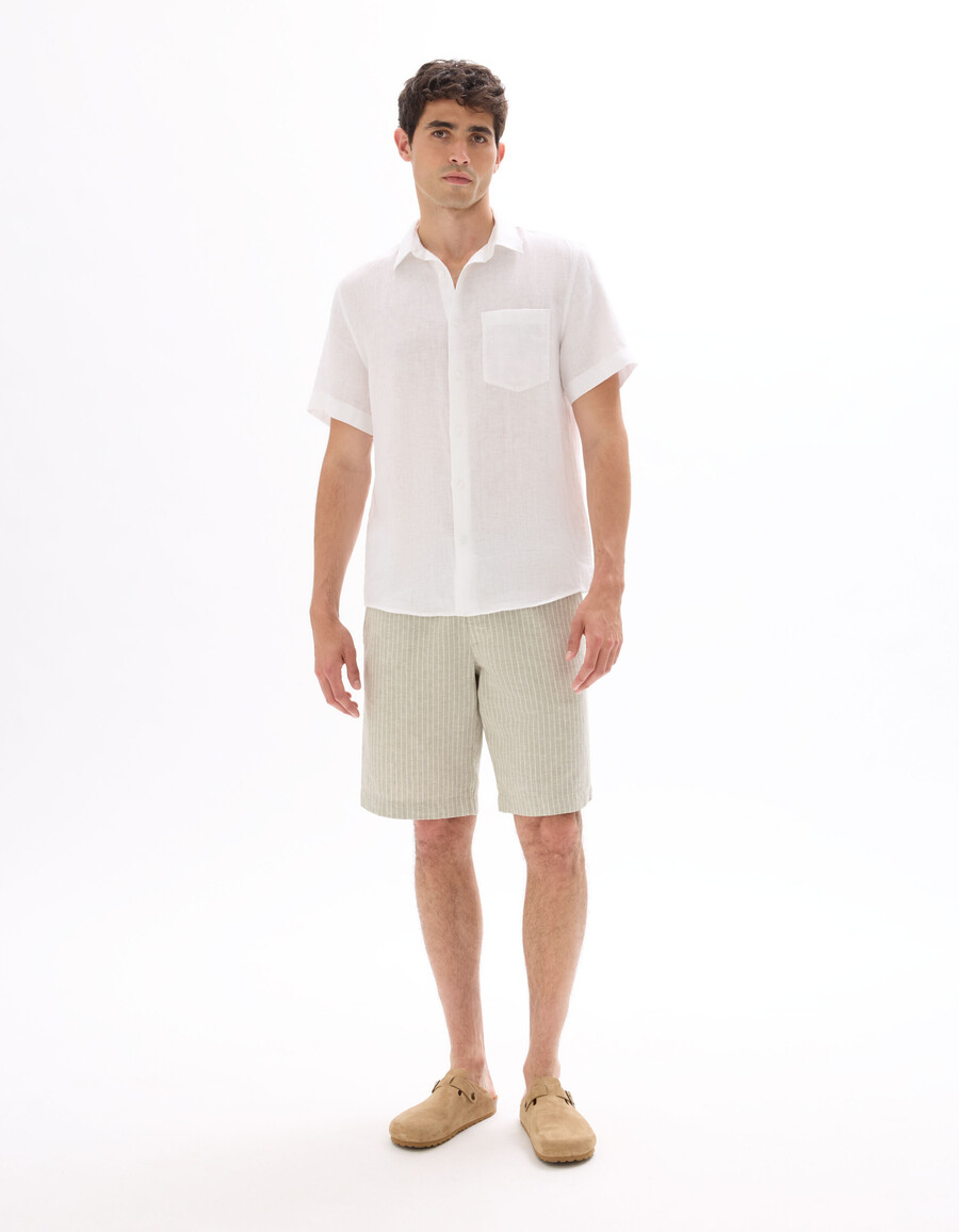 gestreifte bermudashorts aus leinen und baumwolle
