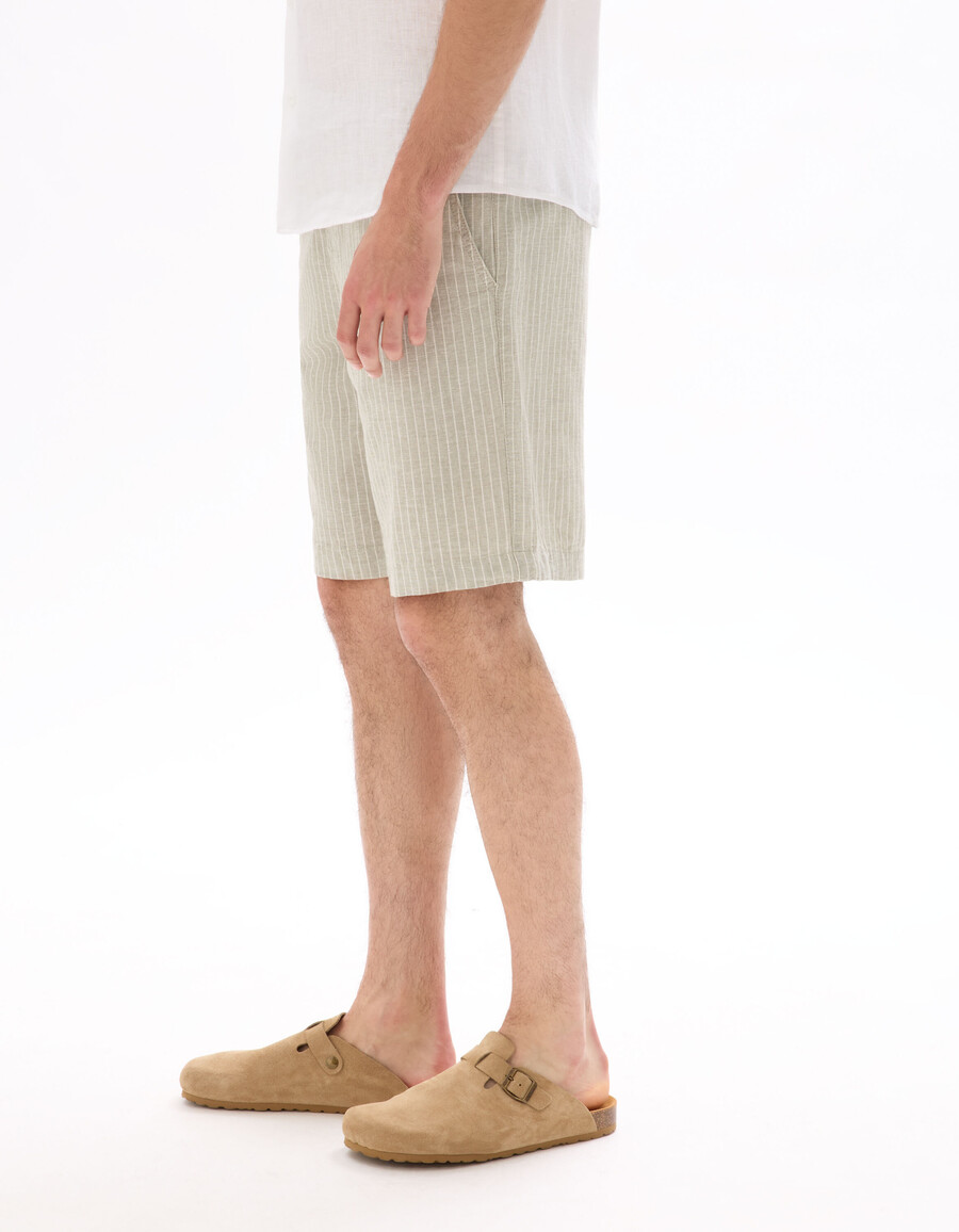 gestreifte bermudashorts aus leinen und baumwolle