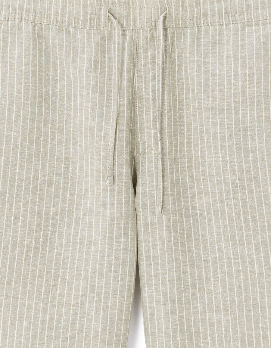 gestreifte bermudashorts aus leinen und baumwolle