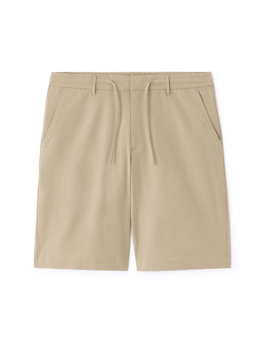 taupefarbene seersucker-bermudashorts