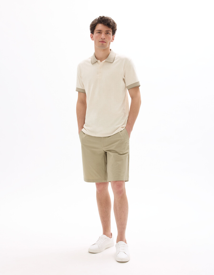 taupefarbene seersucker-bermudashorts