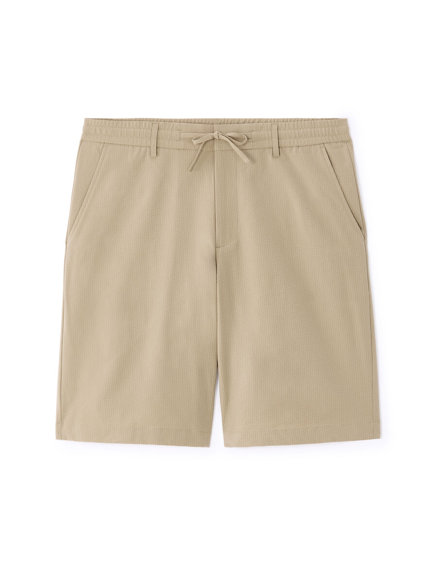 taupefarbene seersucker-bermudashorts