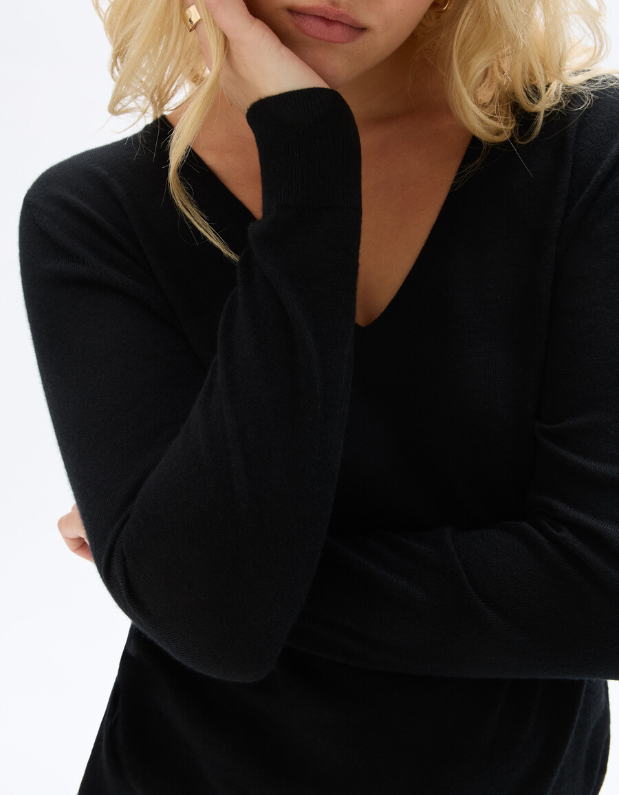 pullover mit v-ausschnitt aus 100 merinowolle