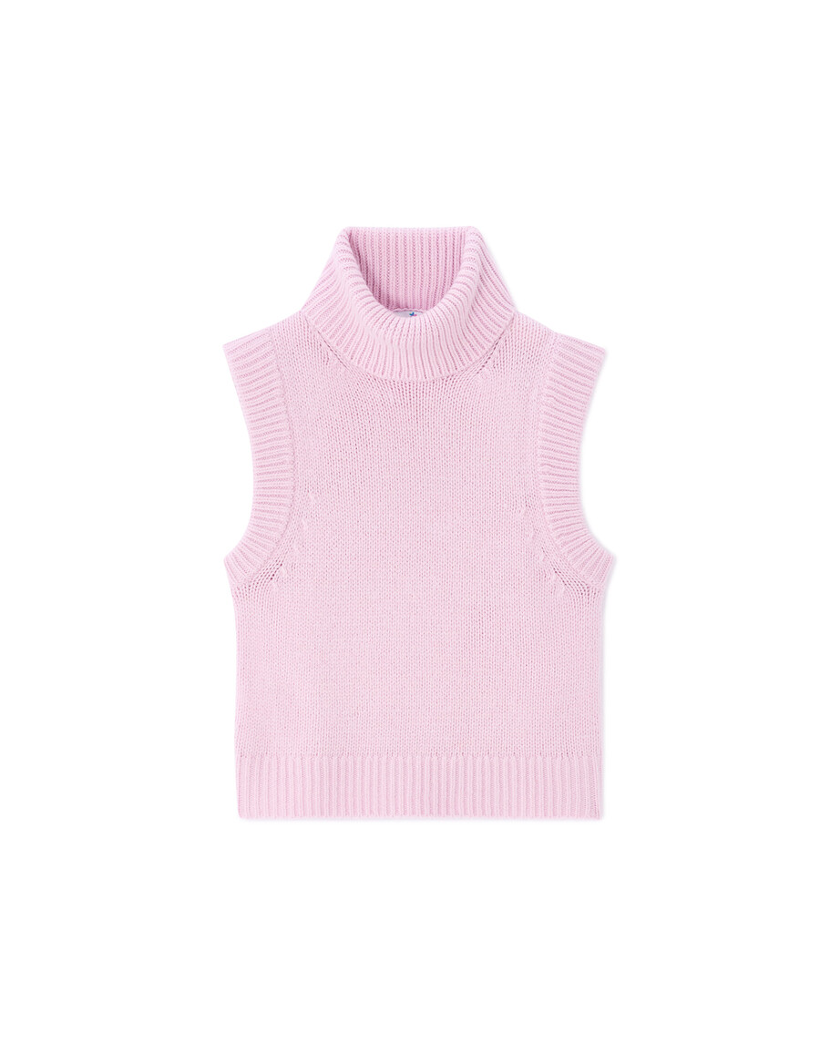 ärmelloser rollkragenpullover