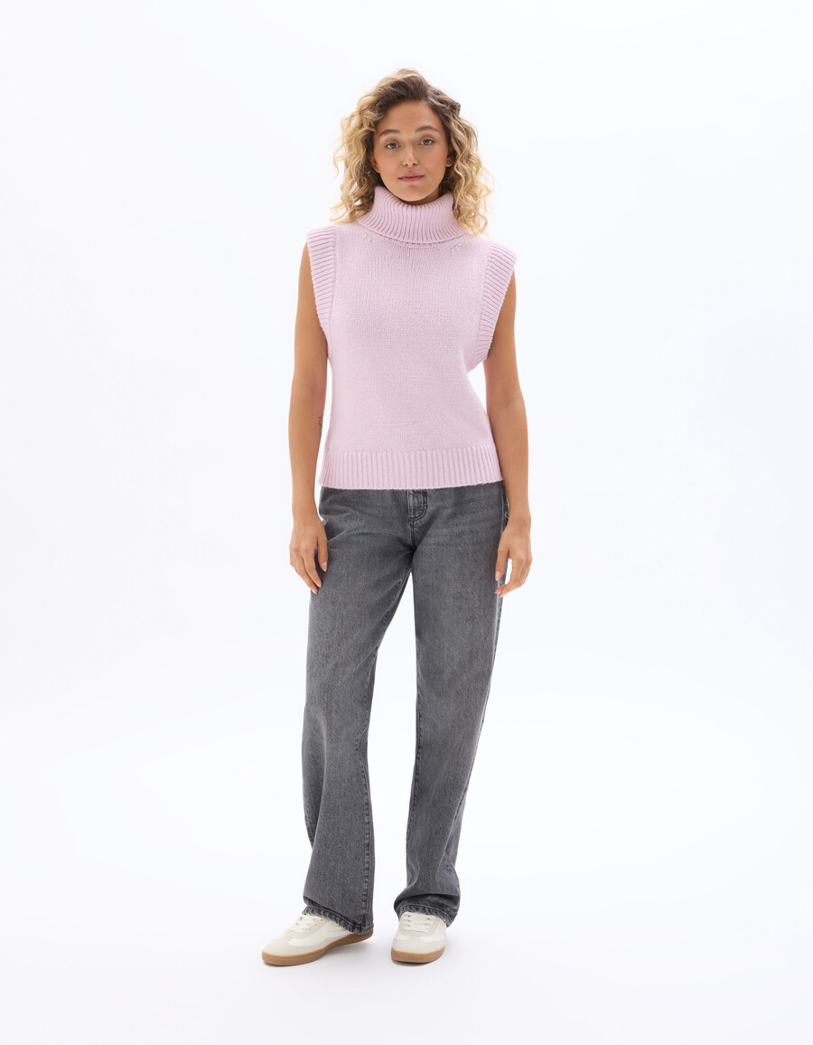 ärmelloser rollkragenpullover