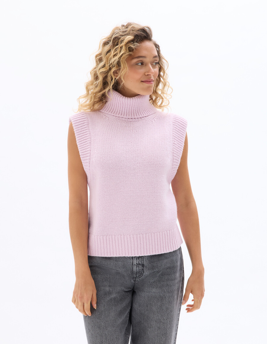 ärmelloser rollkragenpullover