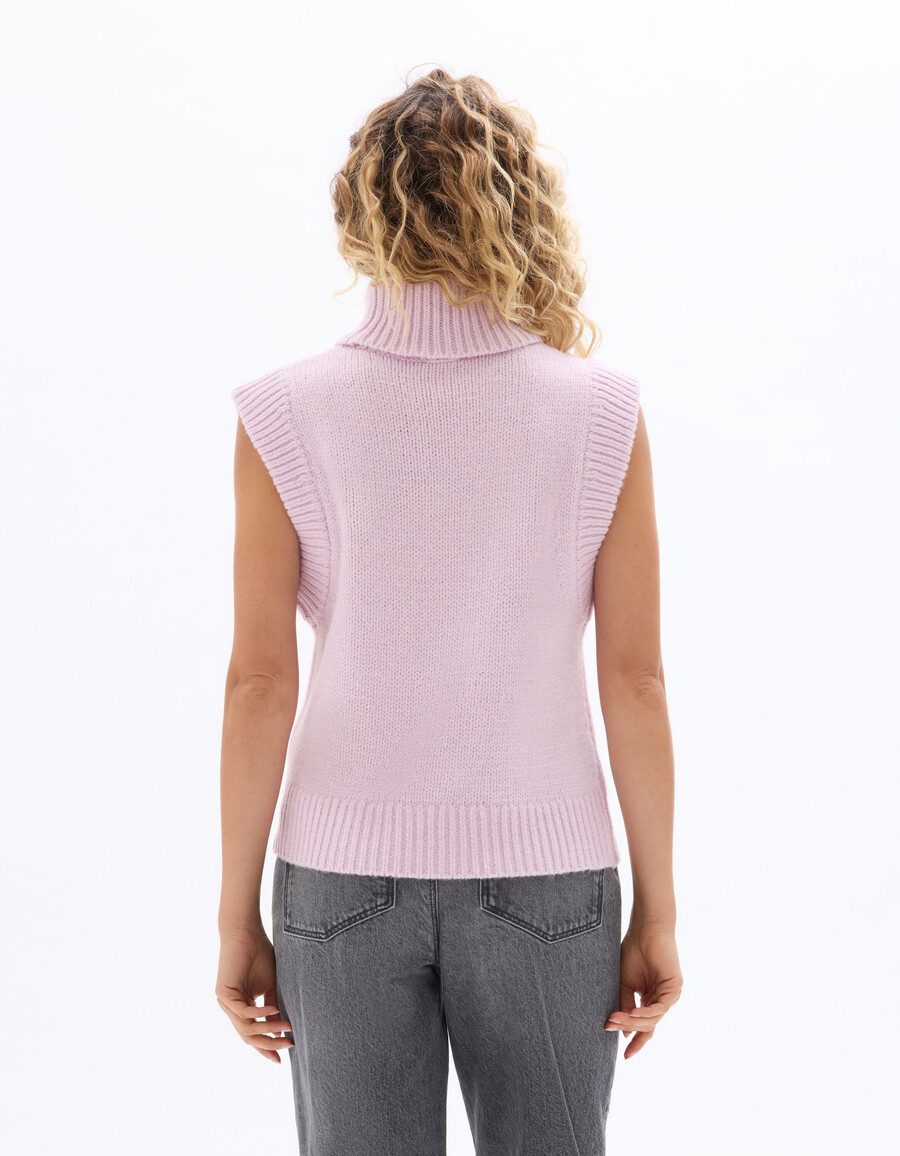 ärmelloser rollkragenpullover