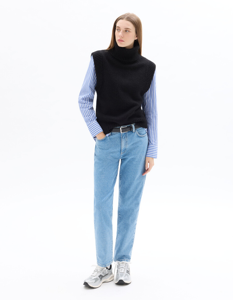 ärmelloser rollkragenpullover