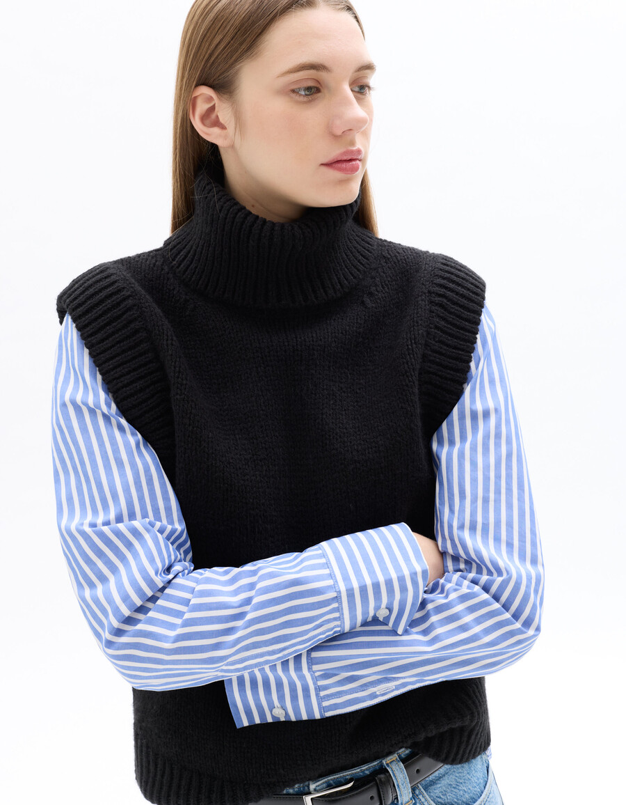 ärmelloser rollkragenpullover