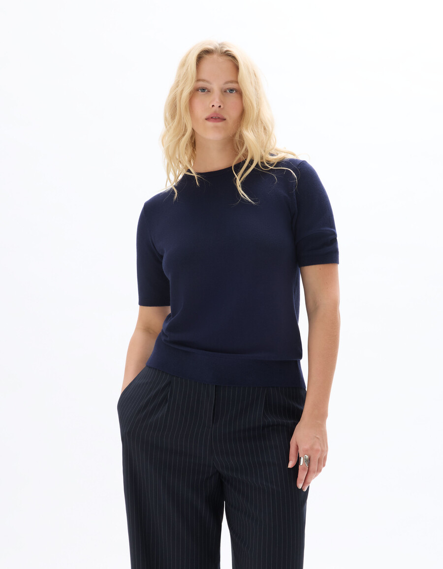 kurzärmeliger feinstrickpullover