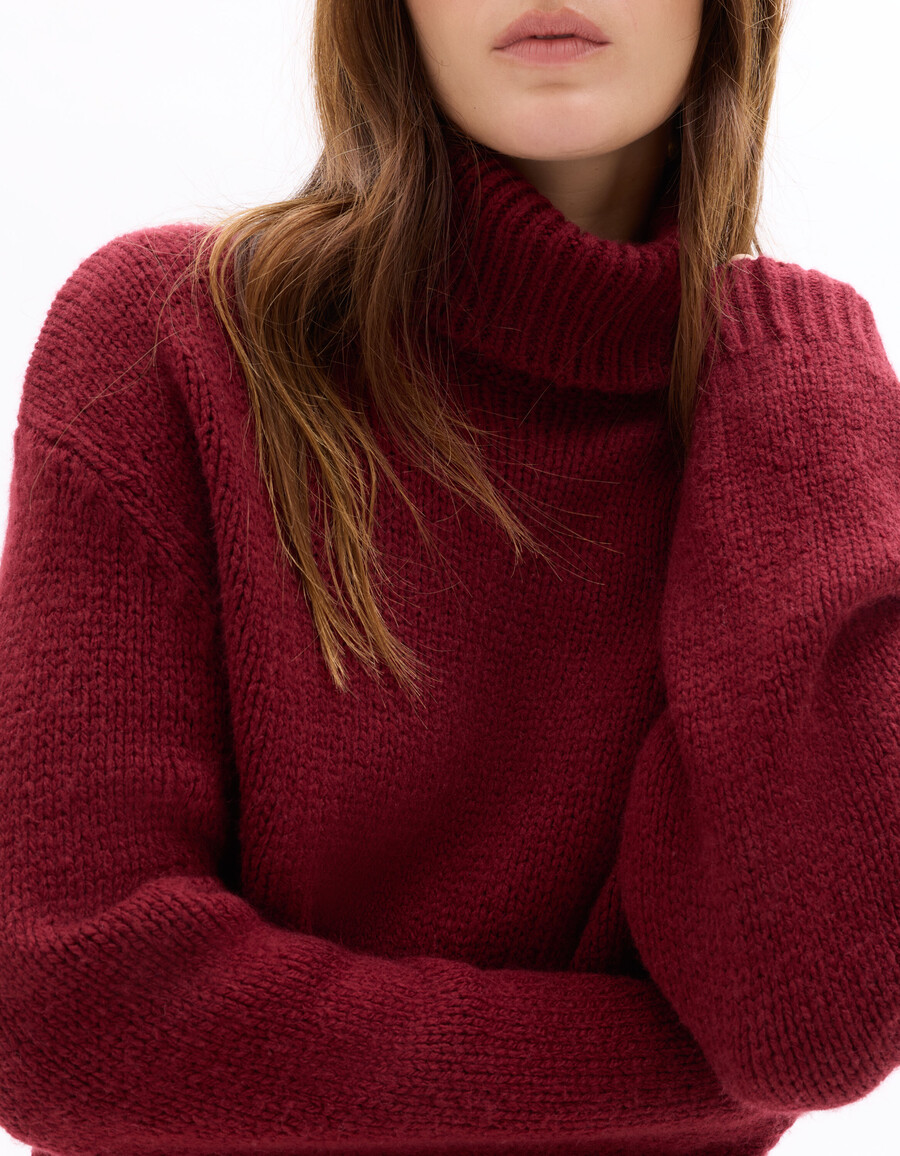 grobstrick-rollkragenpullover aus wollmischung