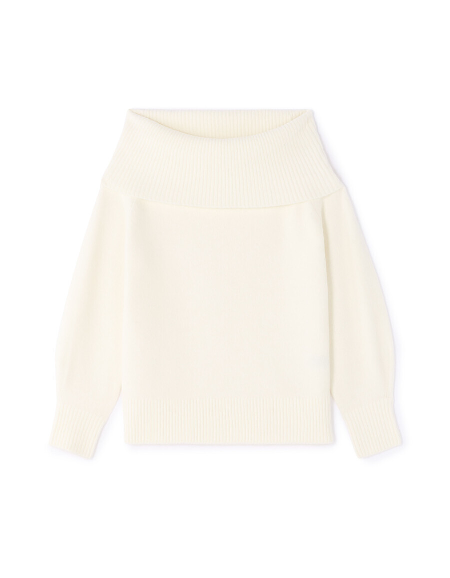bardot-pullover aus wollmischgewebe